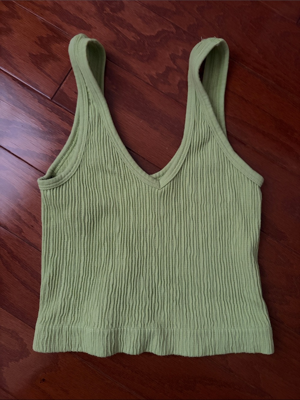 Urban Outfitters Ribbed V-Neck Tank Top - Lime Green